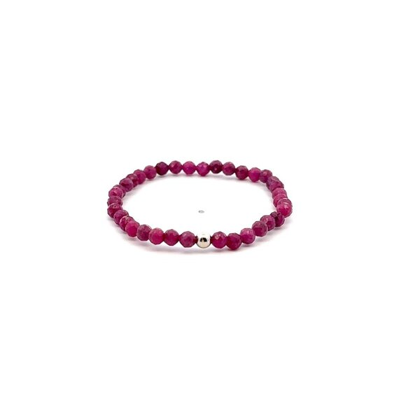 Natural Ruby Gemstone Mini 3mm 18K White Gold Charm Bead July Birthstone - Picture 1 of 5